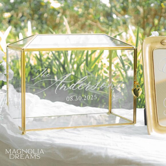 Wedding Card Box, Card Box for Wedding Table, Personalized Glass Card Box - Picture 3 of 12